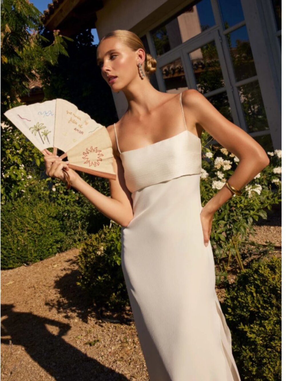 Lady Pipa Ivory Satin and Chiffon Midi Dress Perfect for Brides (S)